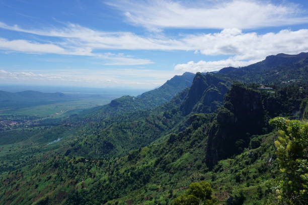 Panoramic view of Usambara Mountains in Lushoto with green valleys